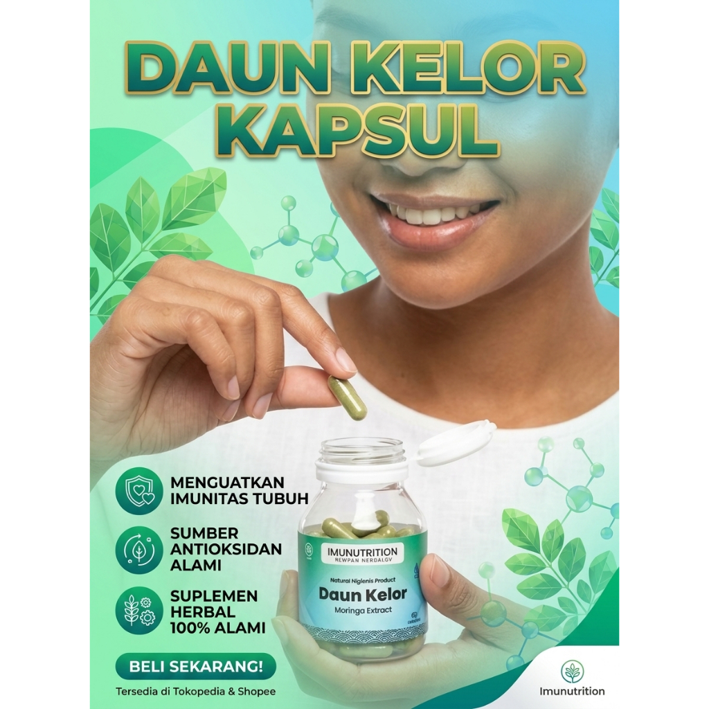 Kapsul Daun Kelor/Kapsul Moringa/Ekstrak Kapsul Daun Kelor Asli