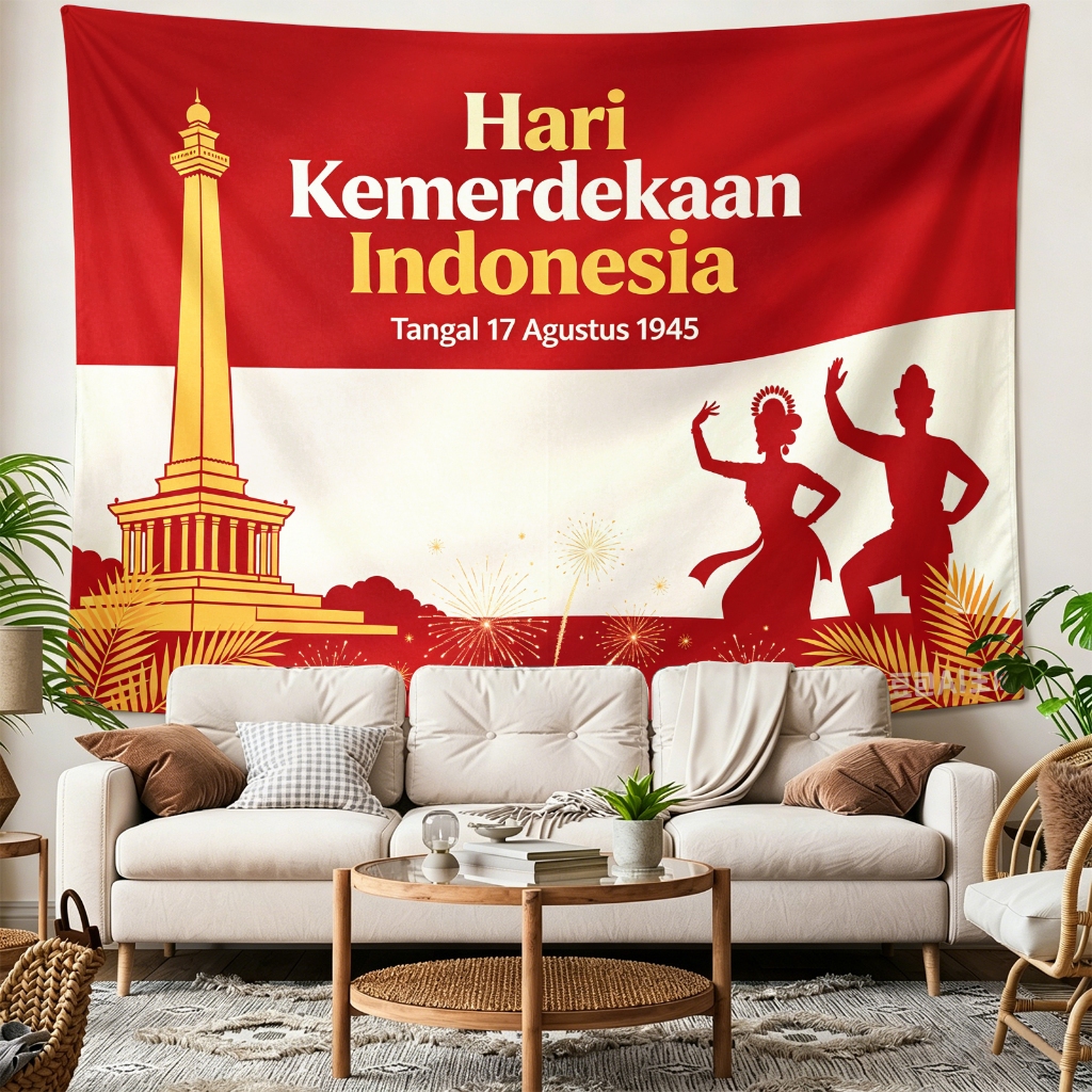 Banner Kemerdekaan 17an Bisa Custom Nama RT RW Sekolah Instansi Backdrop Dirgahayu RI Desain Modern 