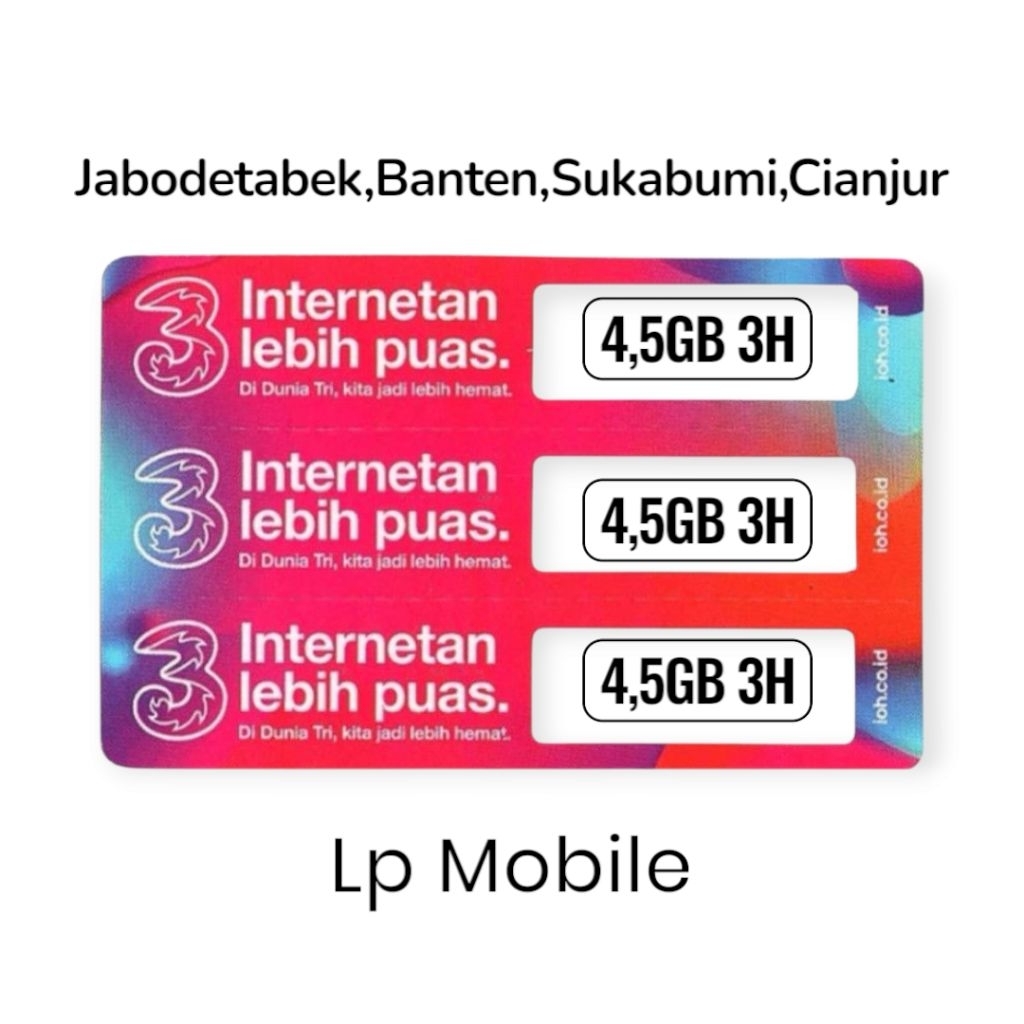 Voucher TRI Happy 4.5GB 3HARI