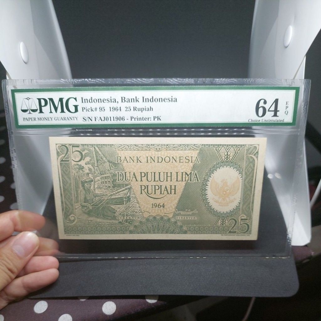 Numismatik UKI Rp 25 Serie Pekerja 1964 PMG 64 EPQ