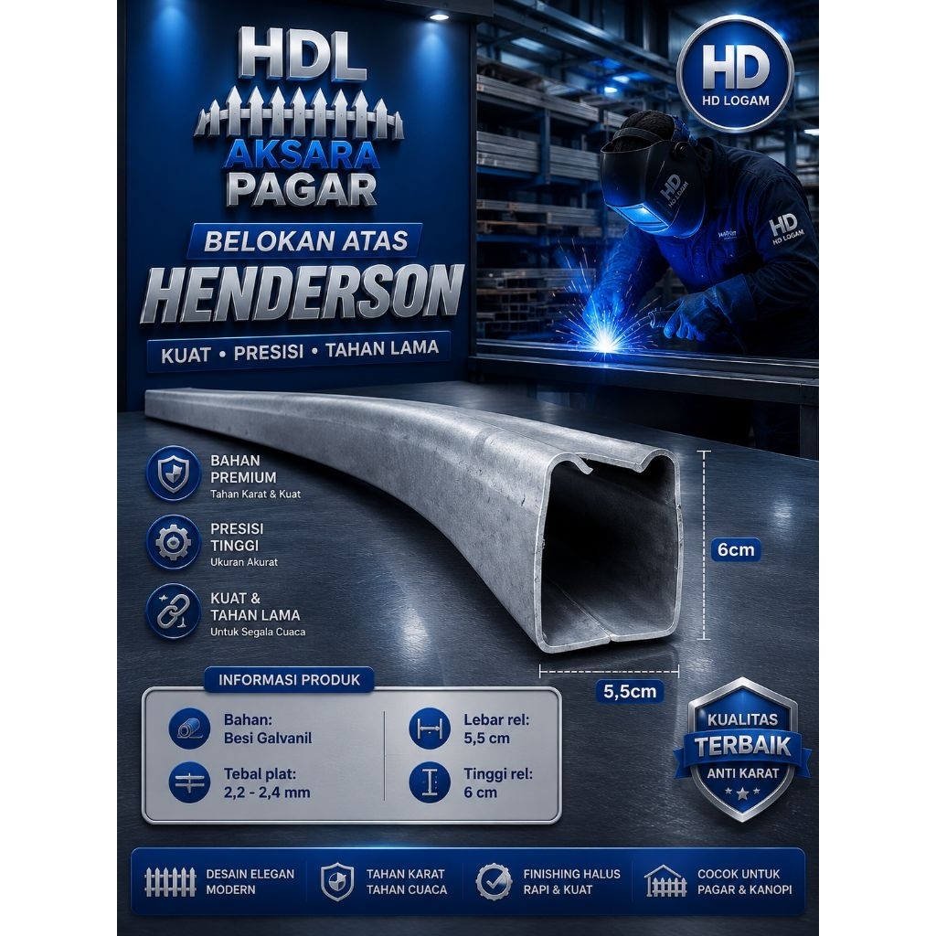 Rel Tikung Atas Henderson Dan Rel Tikung Bawah Henderson Panjang 120.cm