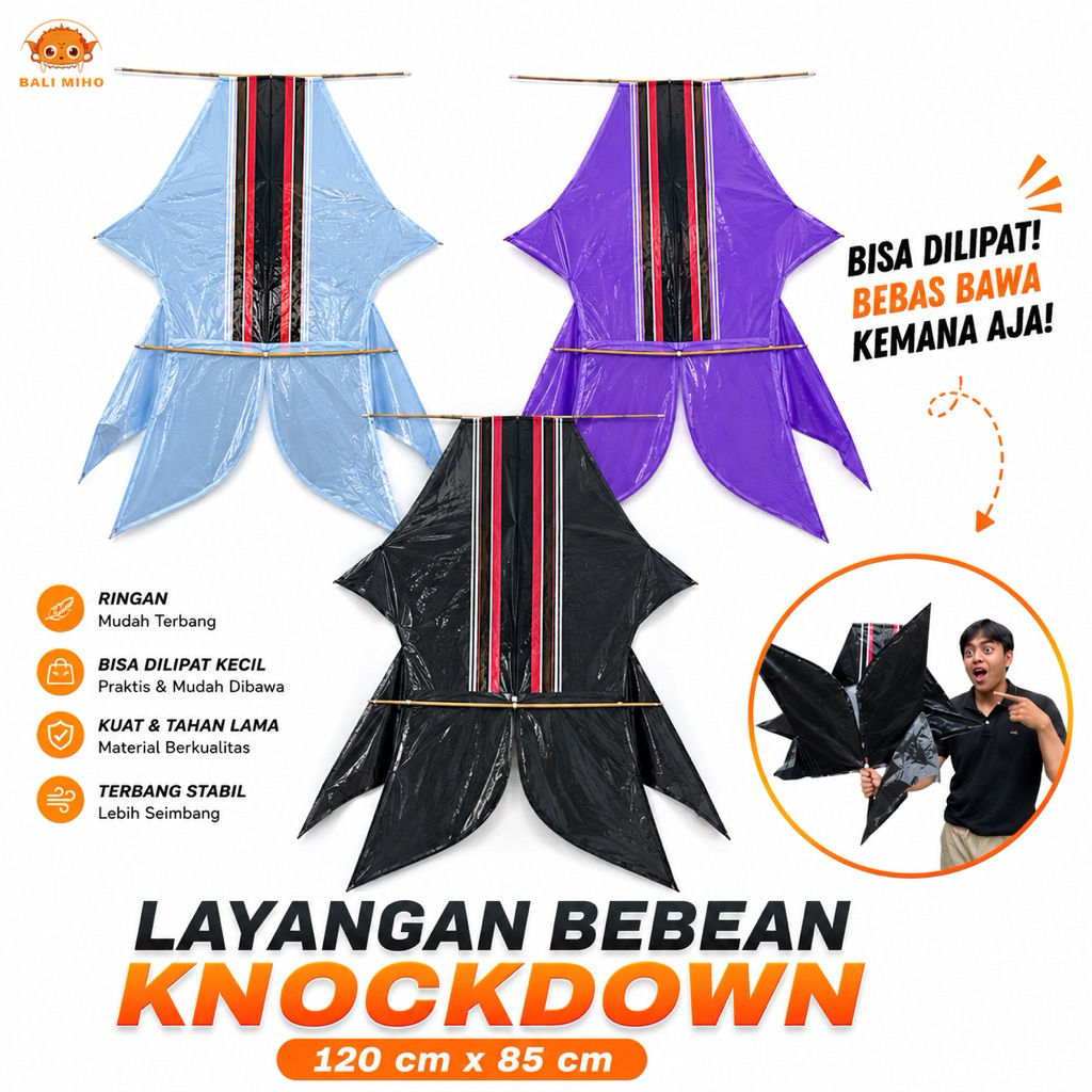Layangan Bebean 1.2 meter x 85 cm - Layangan Bebean Knockdown - Layangan Bali - Layangan Plastik- la