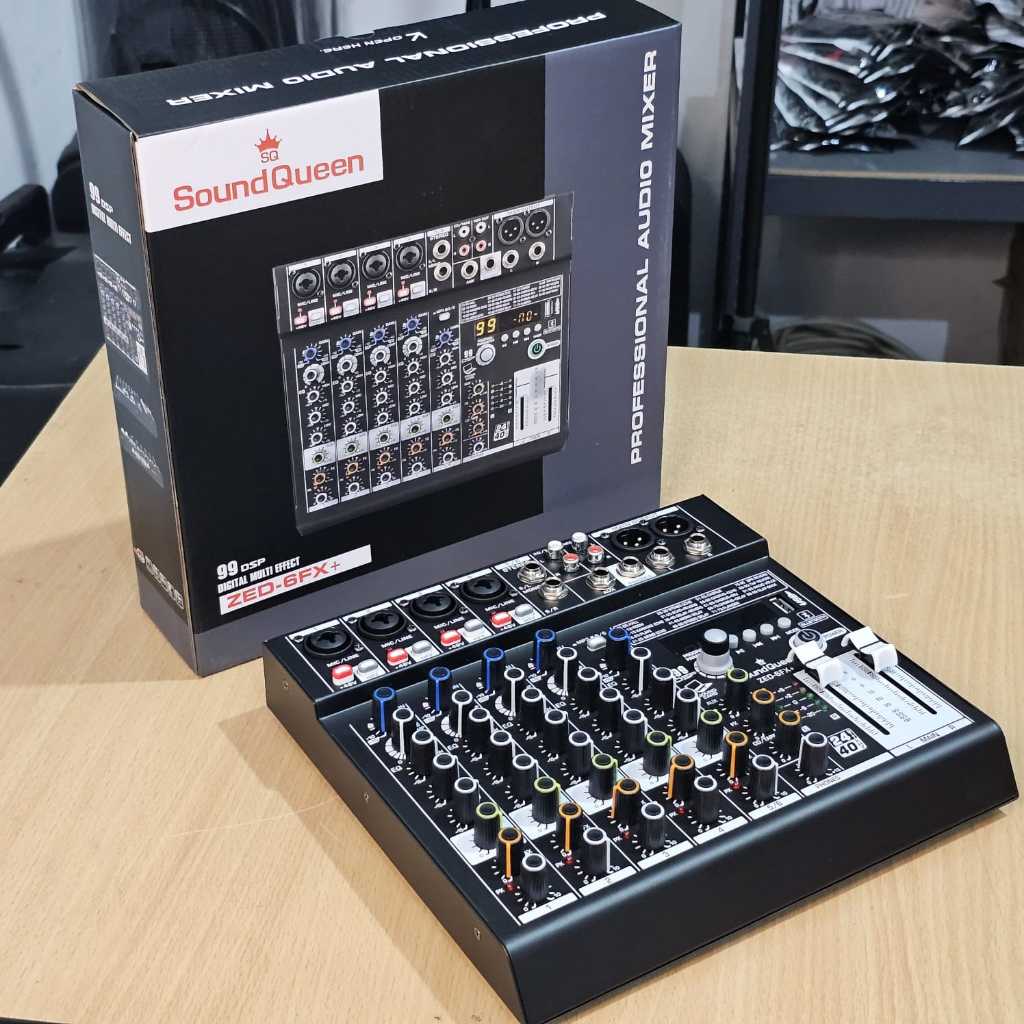 Mixer 6 chanel SOUNDQUEEN ZED6 Reverb Original Asli