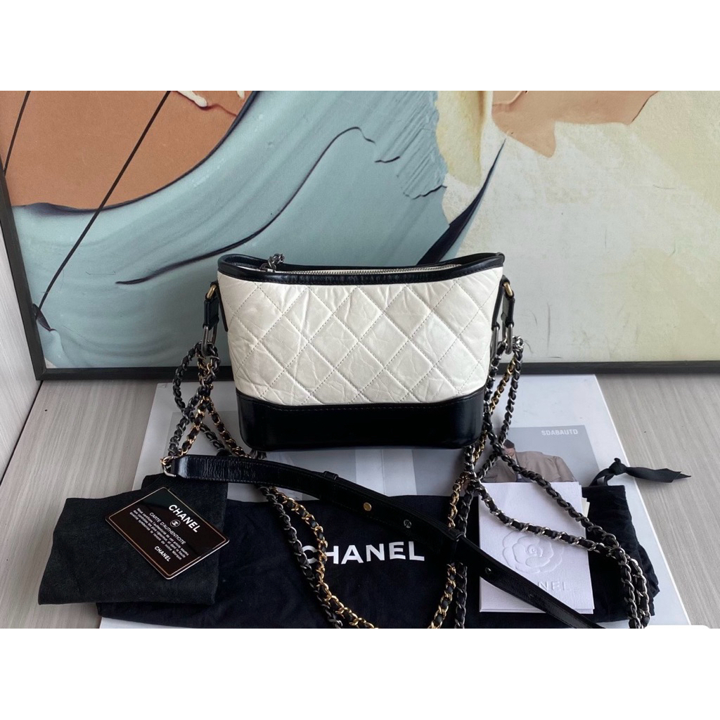Preloved Chanel Gabrielle Backpack Small | Black White | Seri 27