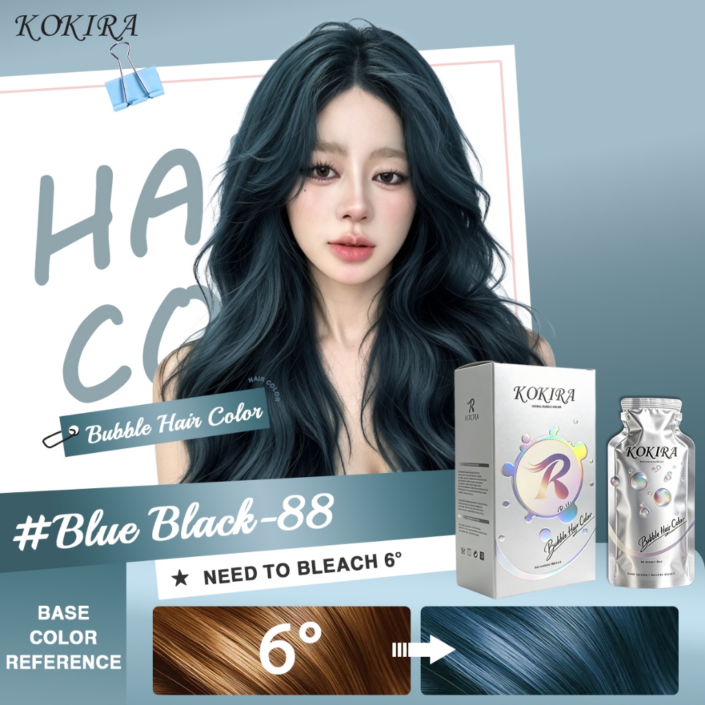 Kokira Bubble Hair Color Blue Black -88 bubble hair dye hello bubble hair color pewarna rambut busa 