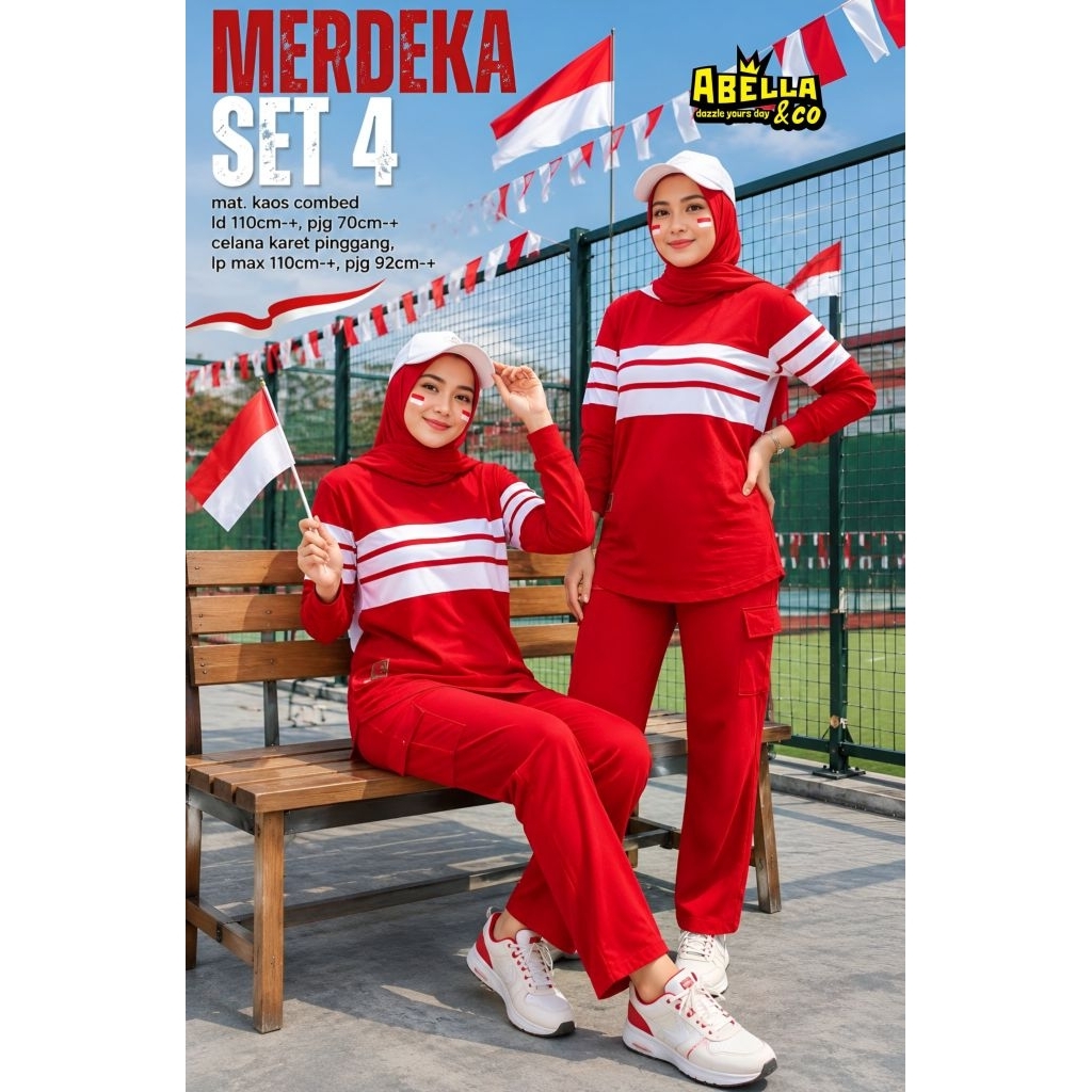 Baju Setelan Wanita Premium Merdeka Set 4 By Abella & Co