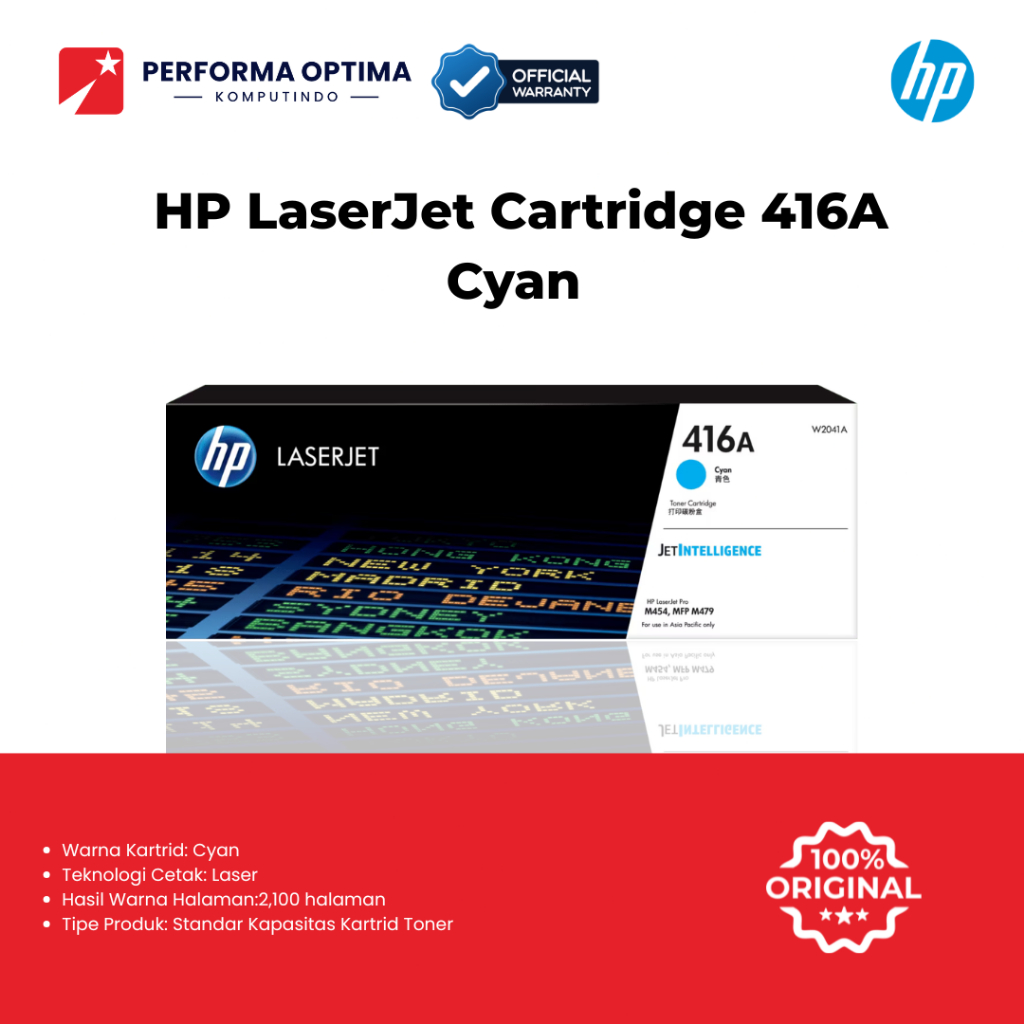 Tinta Printer HP LaserJet Toner Cartridge 416A Cyan ORIGINAL