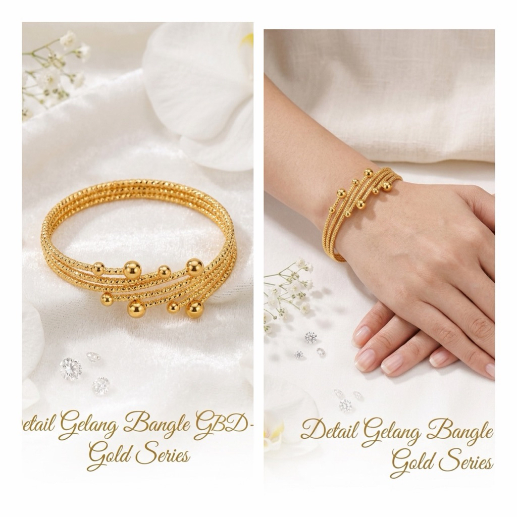 Gelang Bangle Bola Dewasa set Cincin Xuping Permata Diamond Gold Series Grosir Perhiasan Pengganti E