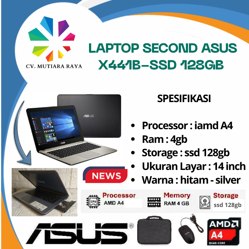LAPTOP SECOND ASUS X441B-SSD 128GB/512GB