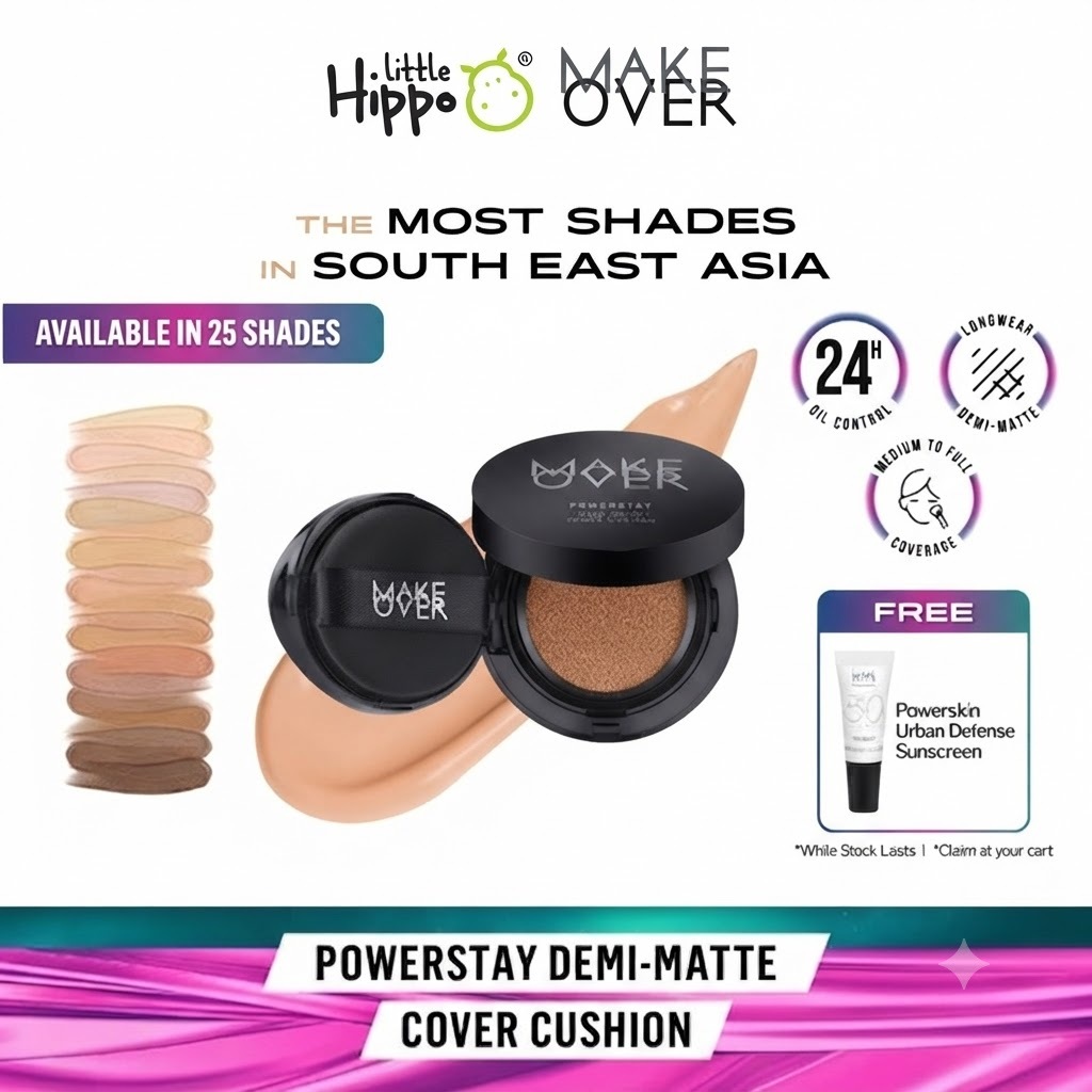 MAKE OVER Powerstay Demi-Matte Cover Cushion Matte High Coverage Foundation Compact Powder Cushion