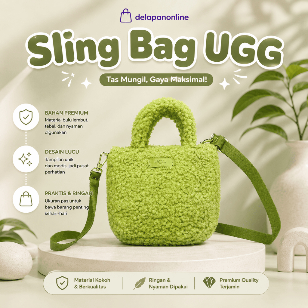 TAS SLING BAG UGG MINI WANITA PREMIUM TEDDY FUR TAS SELEMPANG FASHION KOREA TAS MINI CASUAL DAILY BA
