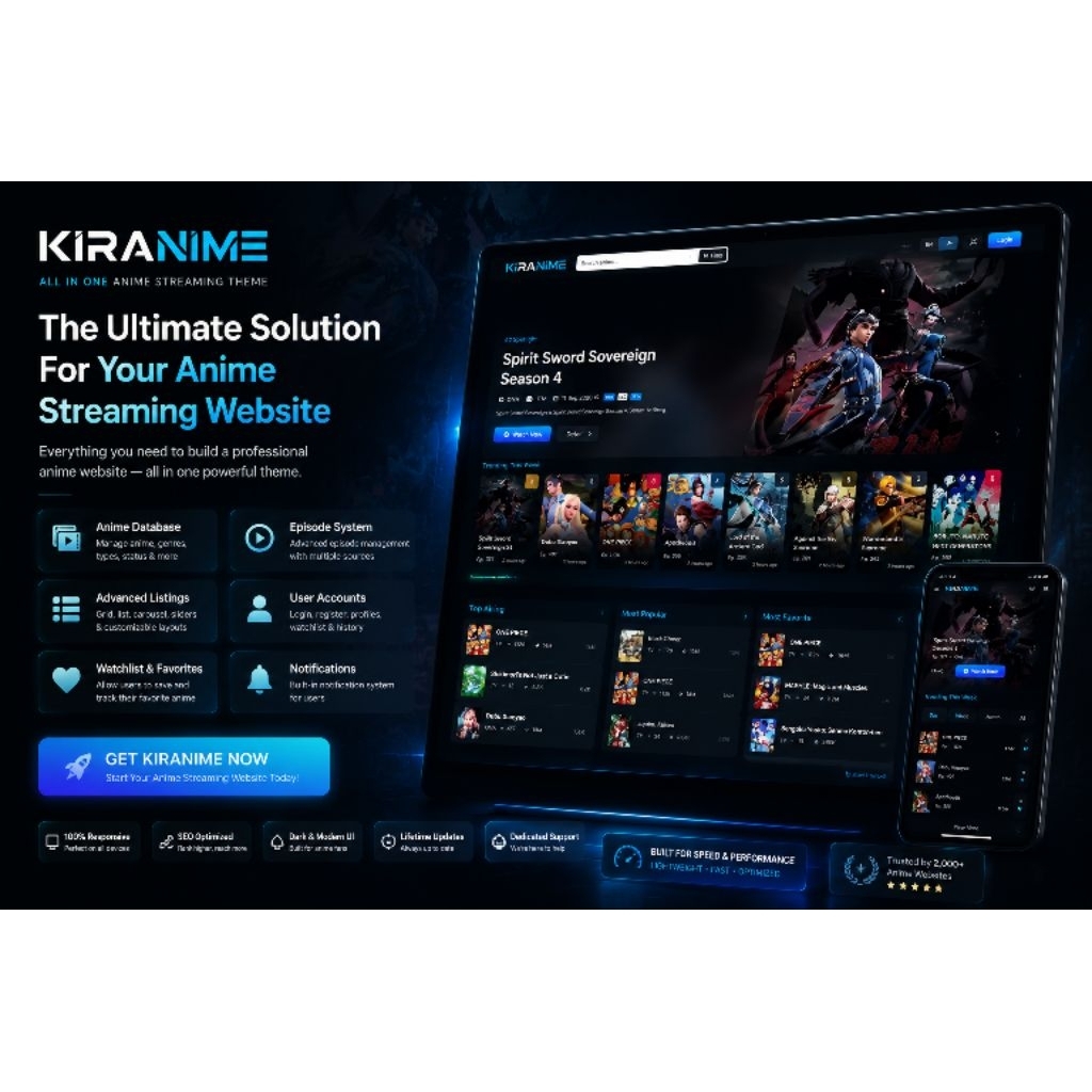 Kiranime Theme Official - Anime Streaming WordPress theme