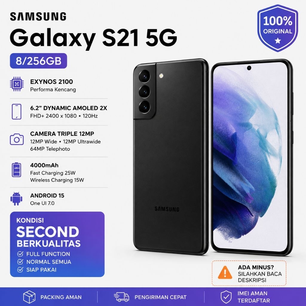 Samsung Galaxy S21 5G 8/256 Resmi SEIN Indonesia Second Unit Only Baca Deskripsi smartphone handphon