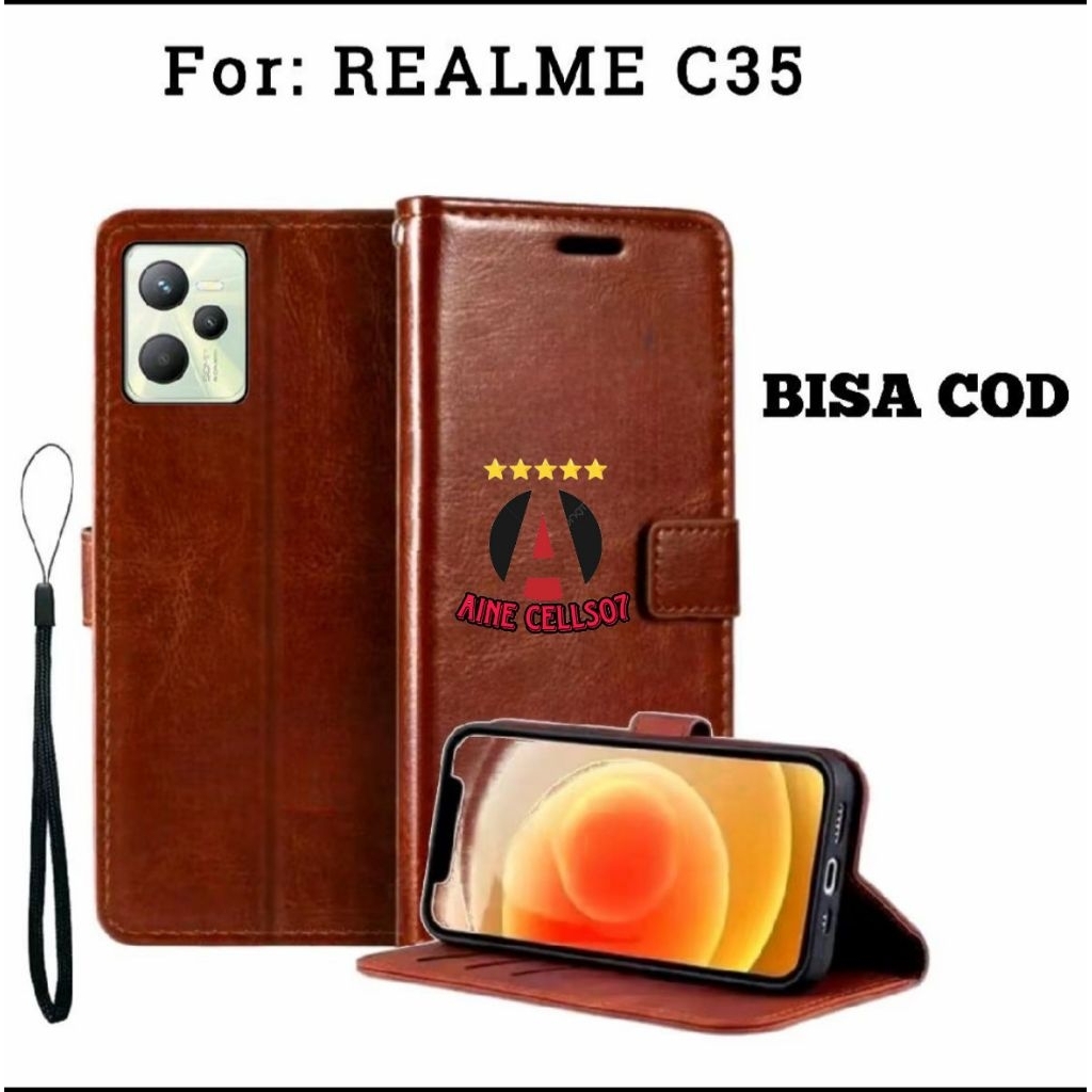 Flip Case REALME C35 Leather Case Dompet Kulit Premium Terbaru