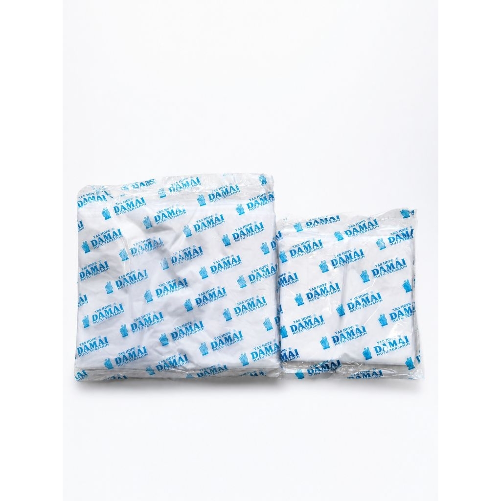 Kantong Kresek/Plastik HDPE Bening DAMAI BIRU 15cm, 28cm