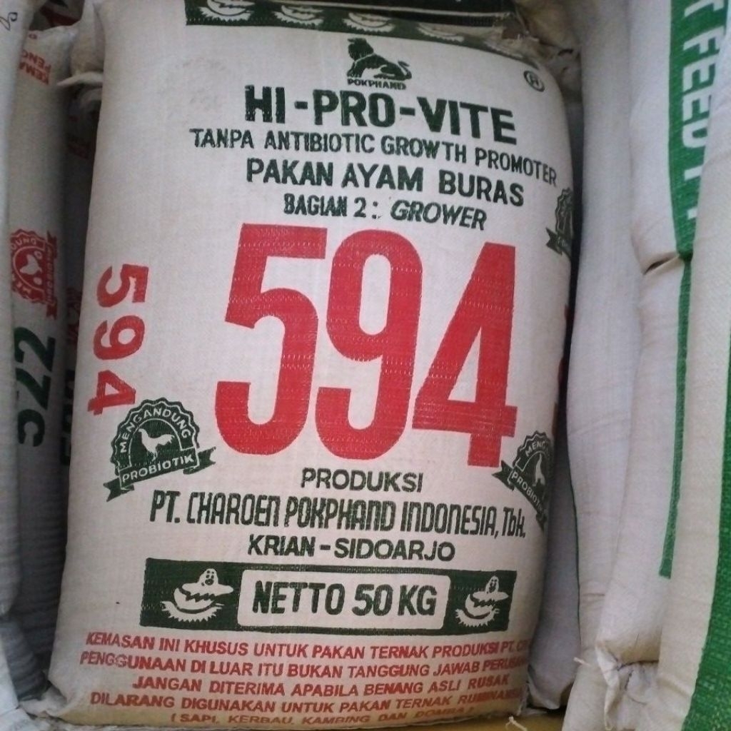 Hi-Pro-Vite 594, 591, 592 Pakan Ayam Original Charoen Pokphand 50 KG