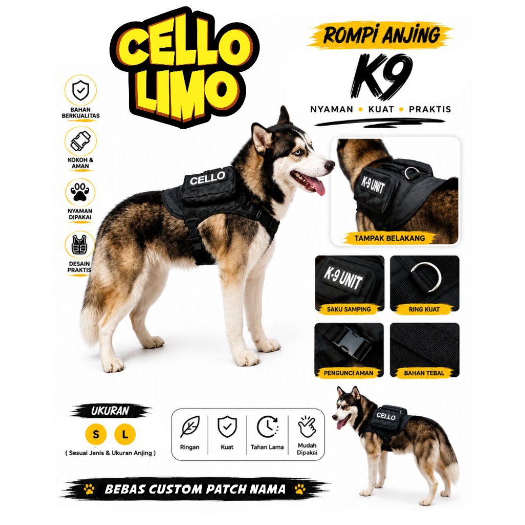 rompi anjing taktis/rompi anjing k9/rompi anjing tactical/baju anjing