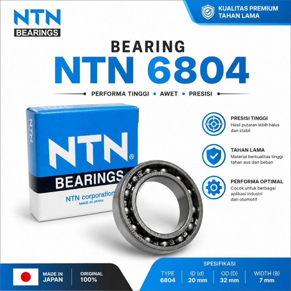 Bearing NTN 6804 Japan Original | Lahar Berkualitas Tinggi | Presisi & Awet