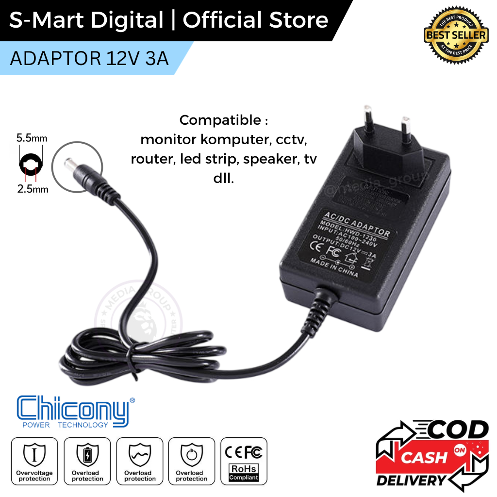 Charger Adaptor Mini PC Beelink EQ12 Pro Gen12 i3-N305 12V 3A