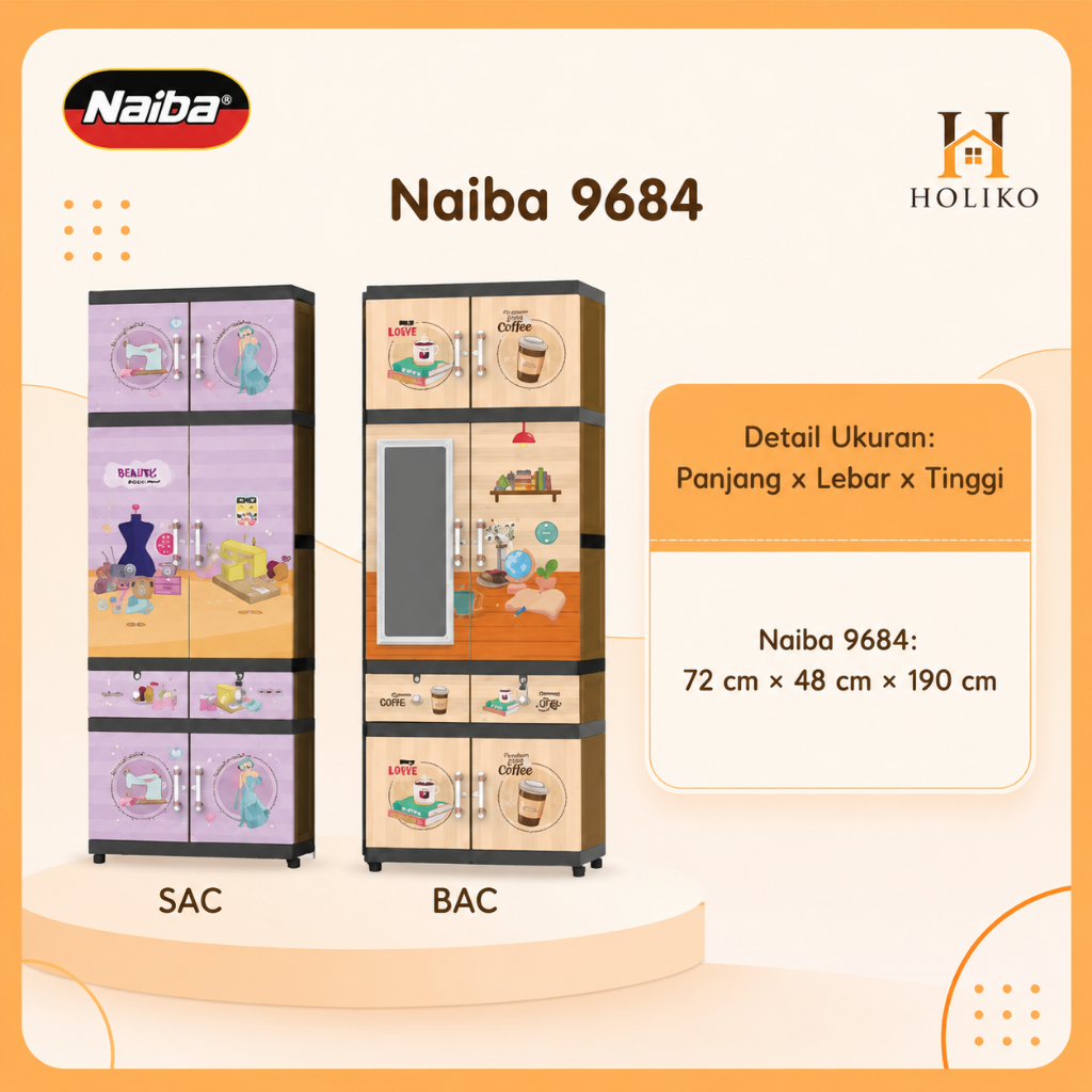 HOLIKO NAIBA LEMARI PRO MSC DRAWER MIRROR 9684