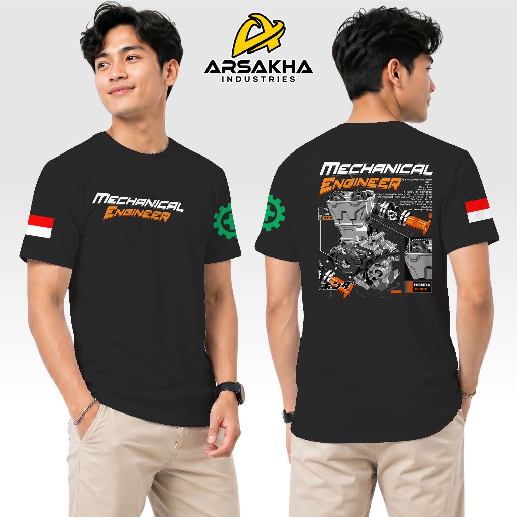 Kaos Mechanical engineer Mesin 250 cc A3 Cotton Combed 30s NC Sablon DTF Arsakha Industries