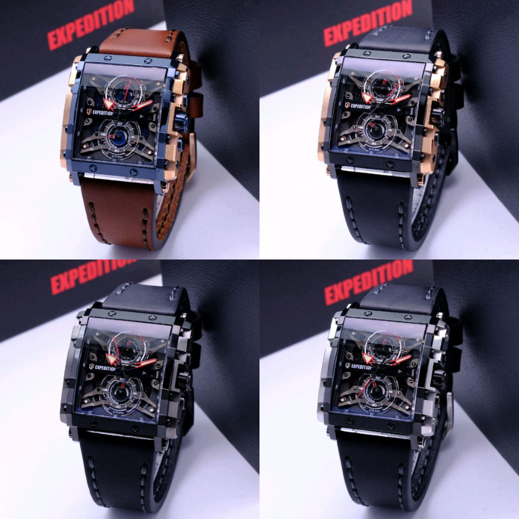 ORIGINAL Jam Tangan Pria Expedition E 6757 / E6757 Garansi 1 Tahun -  Tali Leather