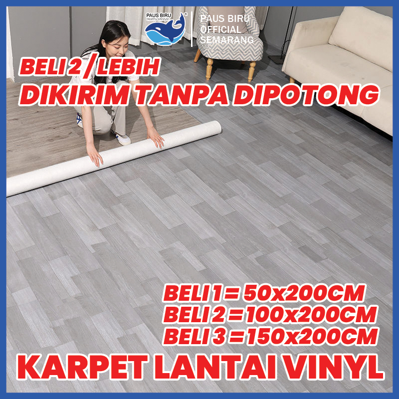 Paus Biru - Karpet Lantai Vinyl Meteran Import Korea /Bisa Custom Ukuran/ Bertekstur Emboss Ketebala