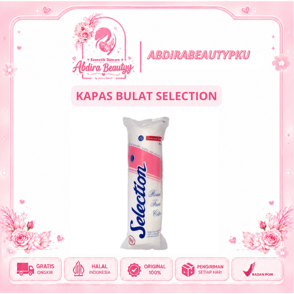 Selection - Kapas Bulat Round Facial Cotton 80 Pcs Kapas Oval Isi 80 Kapas Kecantikan Pembersih Waja