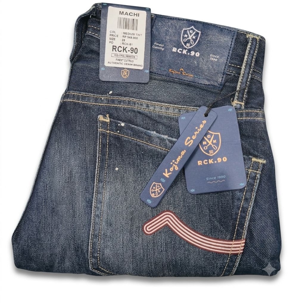 RCK90 Kojima Series - Celana Panjang Jeans Pria Denim Regular Fit