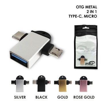 OTG Metal Type C dan Micro Cabang 2 in 1 Adaptor Conventer bahan metal / besi