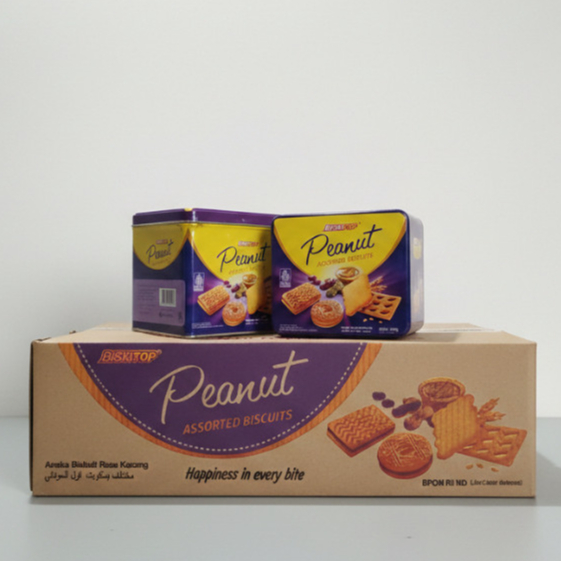 Biskitop Peanut Assorted Biscuits 400gr / Biskitop Biskuit Kacang Kemasan Kaleng 400gr