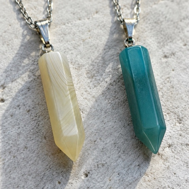 Kalung Akik Premium Agate Natural Stone Kalung Pria Wanita Liontin Batu Alam Stainless Steel Kalung 