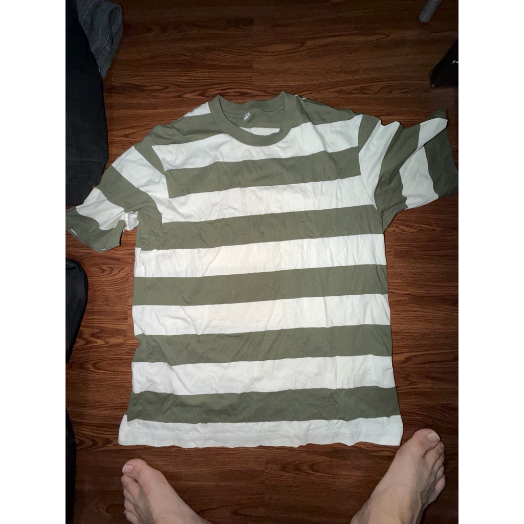 Uniqlo Stripped Olive Shirt