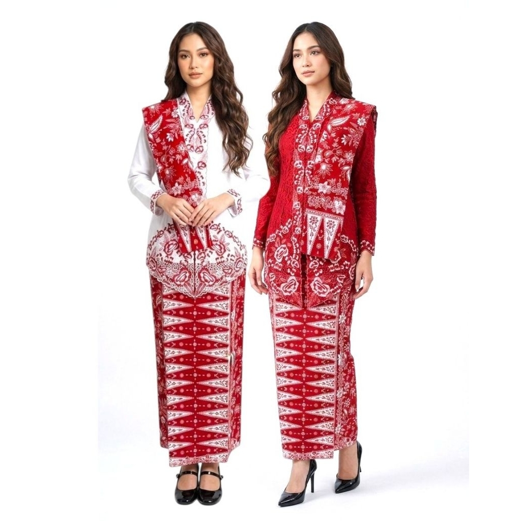 SETELAN KEBAYA ENCIM DAN SELENDANG // KEBAYA ENCIM MERAH PUTIH // KEBAYA HARI KEMERDEKAAN // KEBAYA 