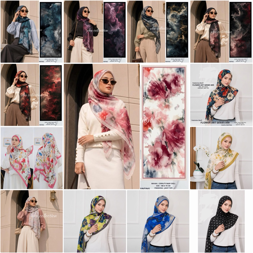 (KODE) PASHMINA SHAWL CASHMERE MOTIF MARBEL TURKI ETNIK ADIVA