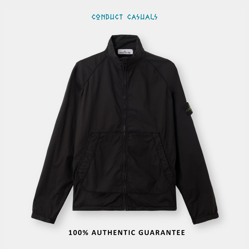 Track Jacket Stone Island Stretch Cotton Paracadute Black Original