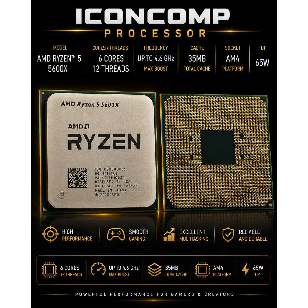 PROCESSOR AMD RYZEN 5 5600X TRAY SOCKET AM4