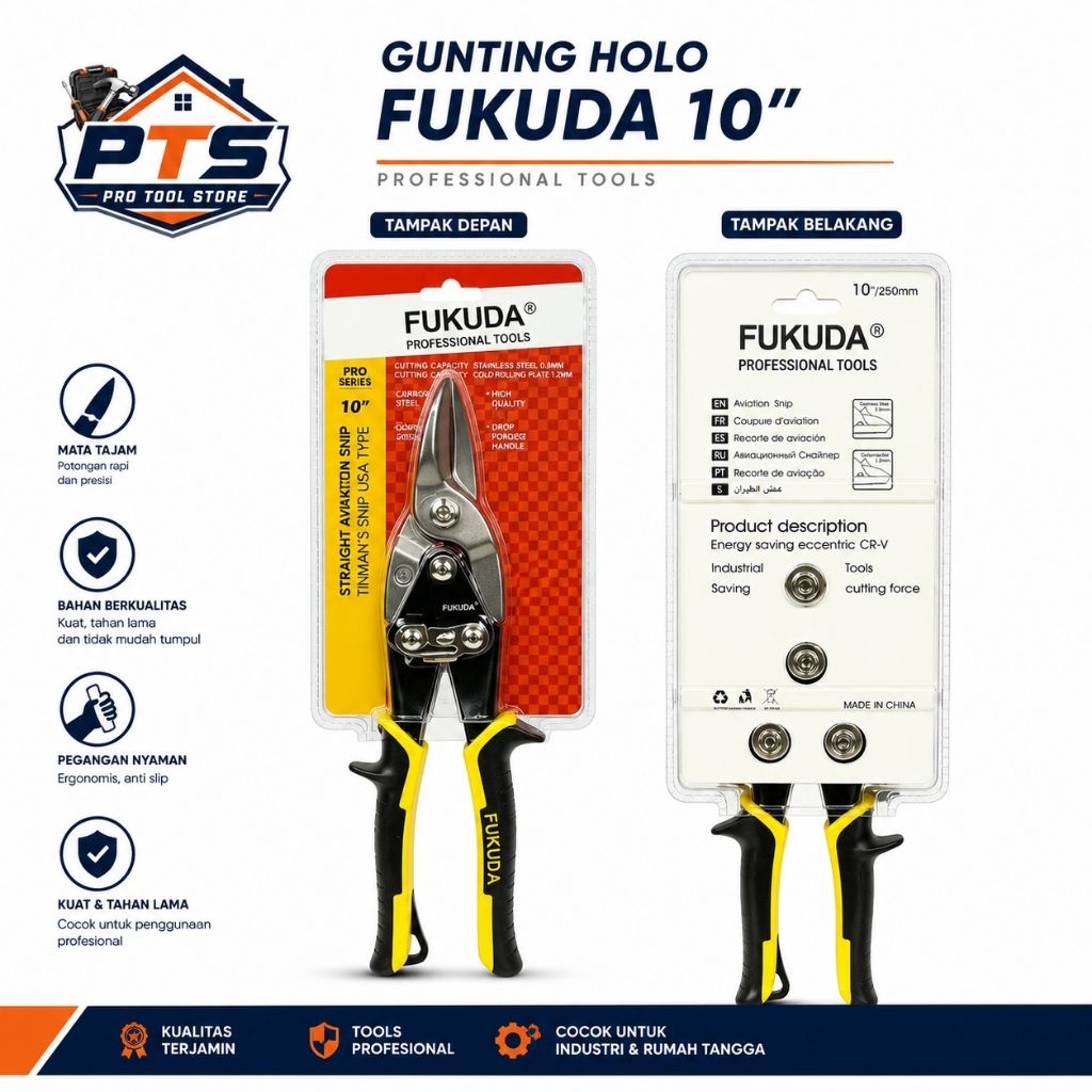 Gunting Holo Fukuda 10" - Gunting Plat Besi & Seng