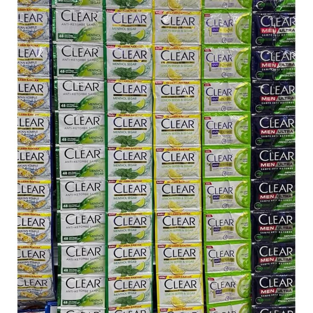 CLEAR Shampoo 10 ml Sachet 1 renteng Isi 12 Sachet / Shampoo Clear Sachet Rencengan Murah