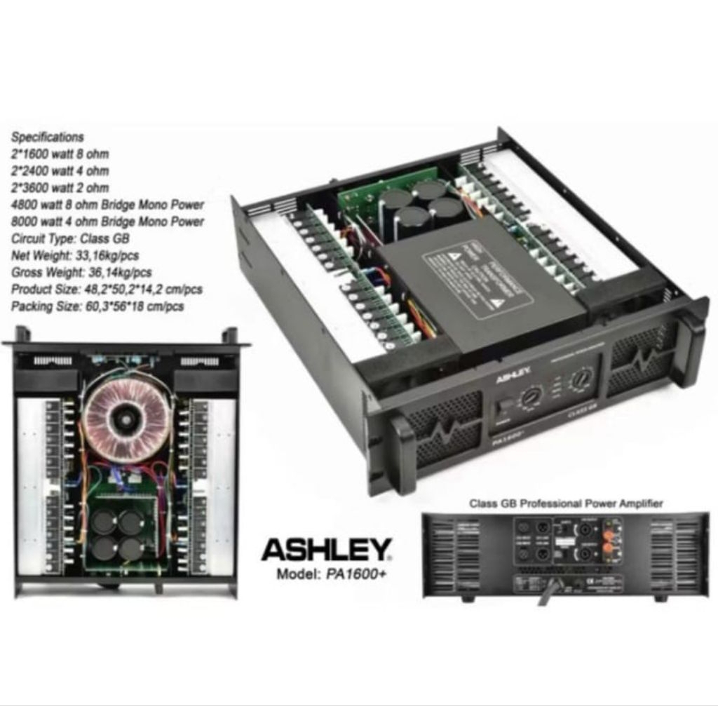 Amplifier ASHLEY PA 1600 plus PA1600+ Original