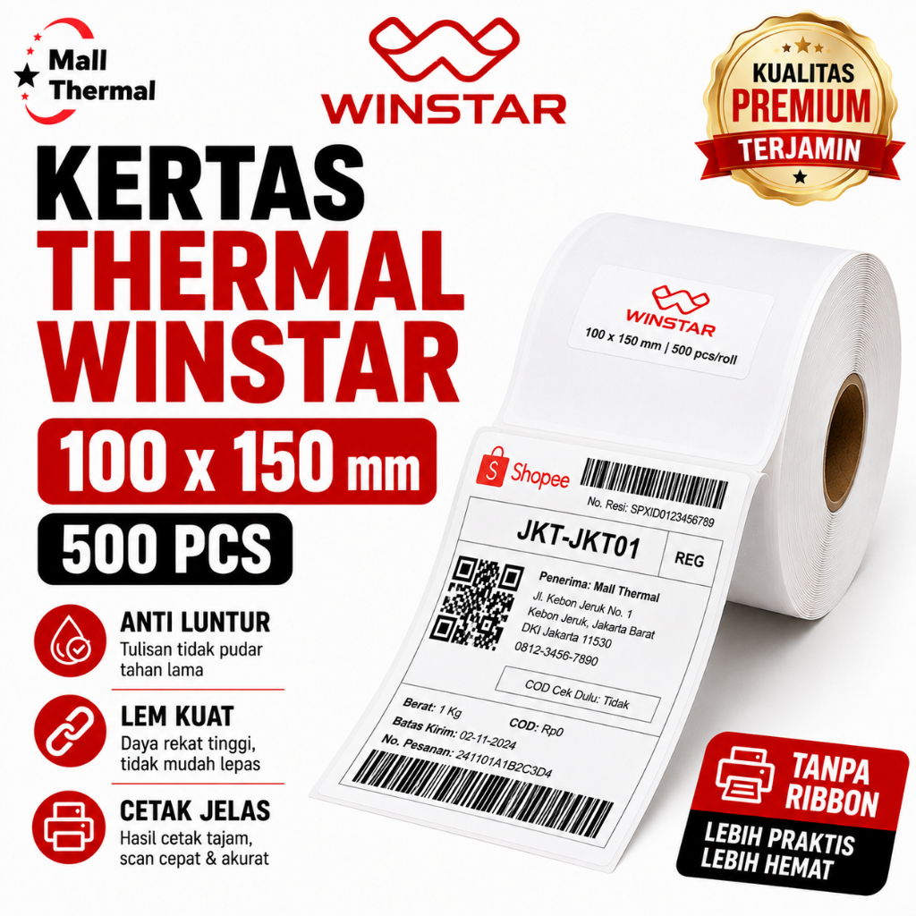 Winstar Kertas Thermal 100x150 mm Mallthermal paper