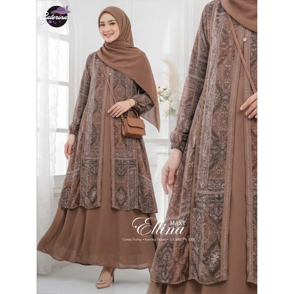 galerina - DRESS WANITA ORIGINAL BY GALERINA DRESS WANITA MATT CERTY FULL FURING MAXY DRESS MOTIF KA