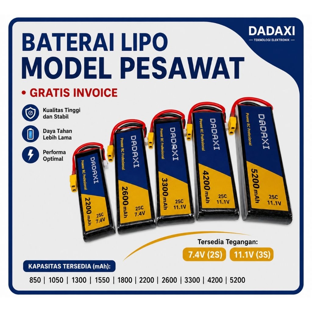 BATERAI LIPO 2S 3S 450MAH 1200MAH 1500MAH 2200MAH 2600MAH 3300MAH