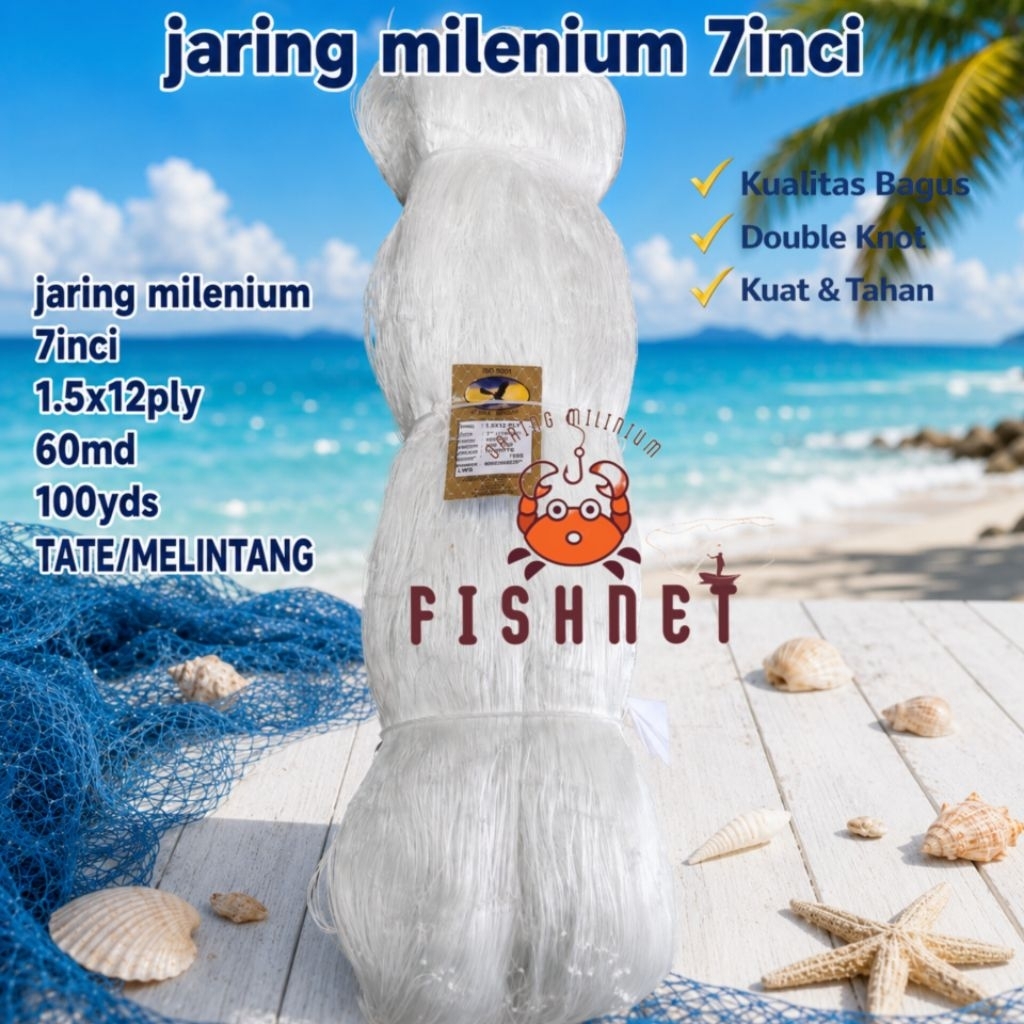 jaring milenium/jaring pintal/jaring ply/ 7inci 12ply 60md 100yds tate