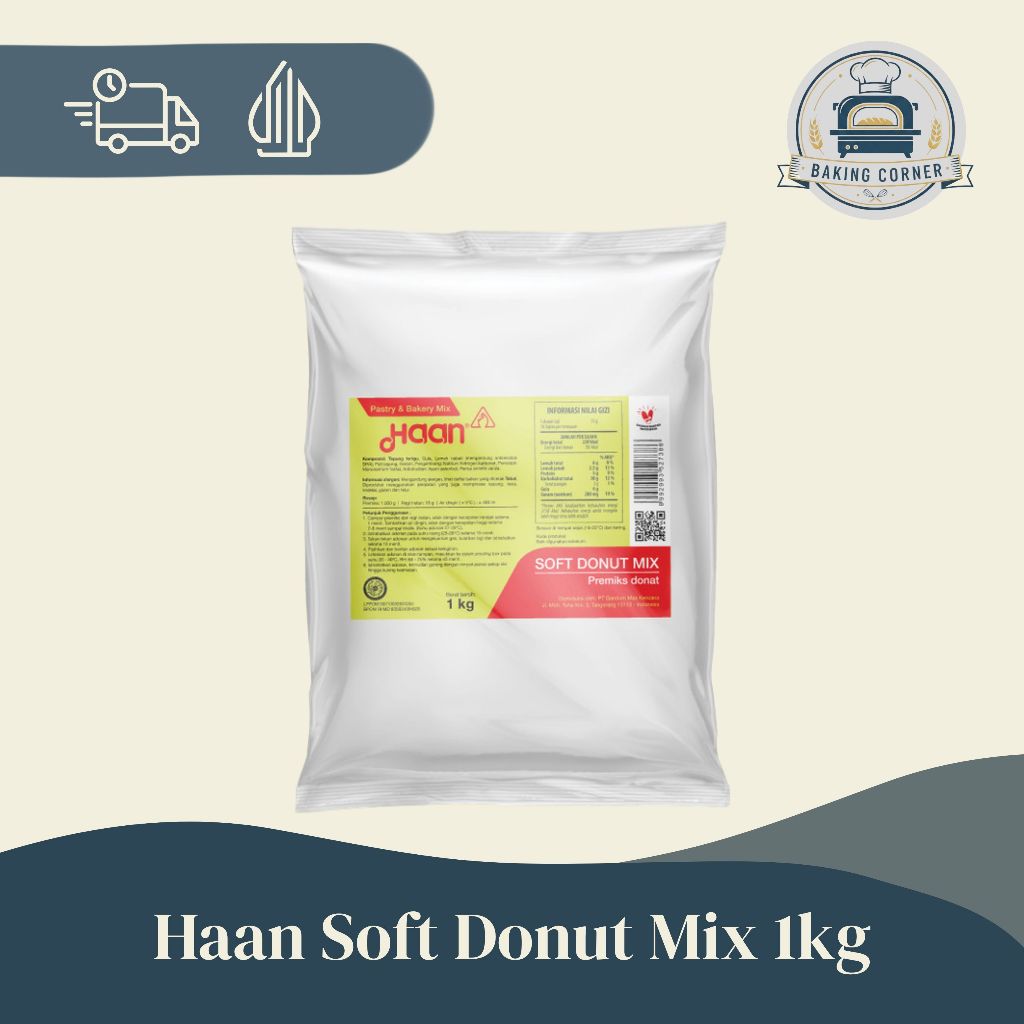 HAAN SOFT DONUT MIX 1KG TEPUNG PREMIX ADONAN DONAT EMPUK LEMBUT PRAKTIS INSTAN TINGGAL TAMBAH AIR RA