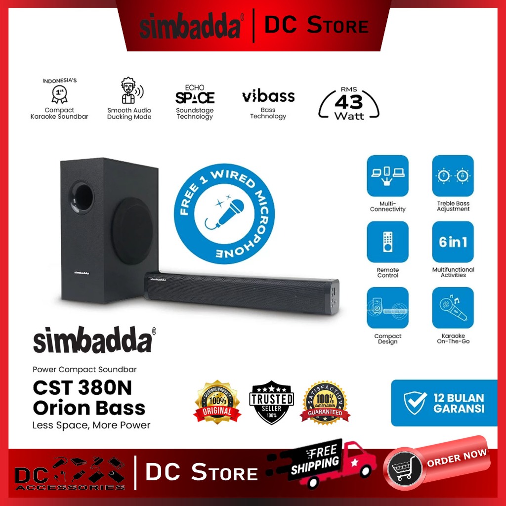 Karaoke Soundbar Bluetooth Simbadda CST 380N Orion Bass Home Theather Wireless Gaming Soundbar Speak