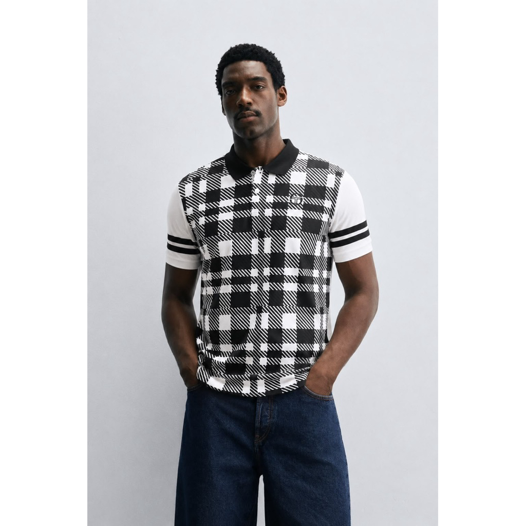 Sergio Tacchini Allan Polo Shirt Jersey In Tartan Black / White