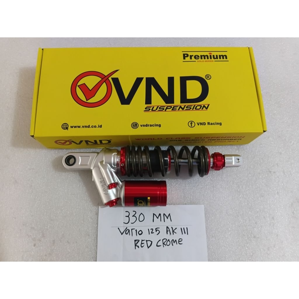 Shock Braker Belakang VND AK111 330mm, Shock Belakang Vario 125 Original VND Red/Titanium