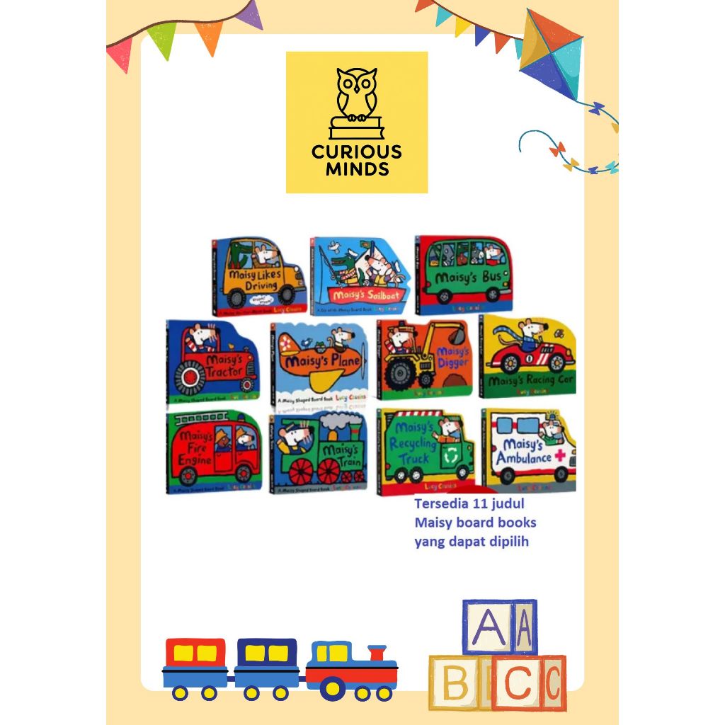 (SEGEL) Buku Maisy's Book / A Go With Maisy Board Book Plane Bus Tractor Car Ambulance [CUMI]