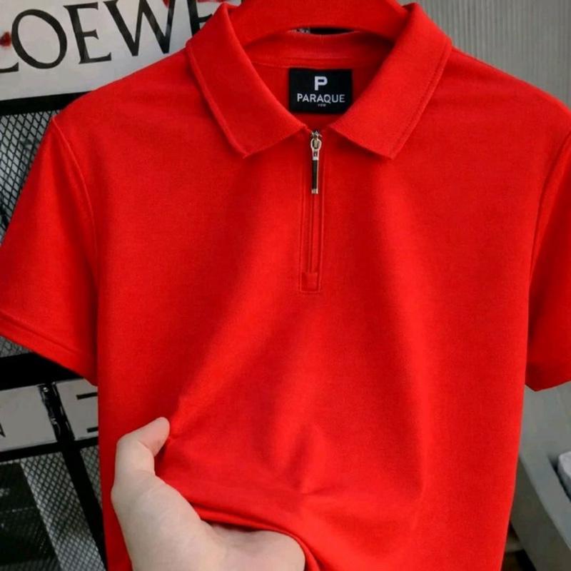 T-shirt Zipper Pria Dewasa Kerah Lengan Pendek Baju Polos Resleting Cowok Terbaru Keren Kekinian Lig